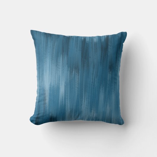 モノクロ抽象芸術ブラシストローク、青 クッション (正面)