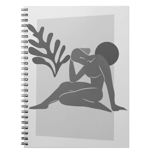 モノクロ抽象芸術姿ノートブック ノートブック (正面)