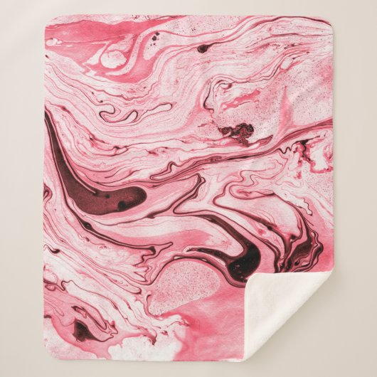 モノクロ抽象芸術水彩画、赤い未来 シェルパブランケット (正面)