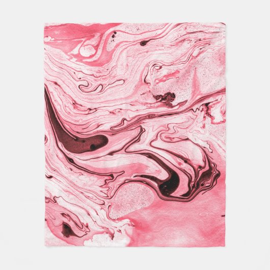 モノクロ抽象芸術水彩画、赤い未来 フリースブランケット (正面)
