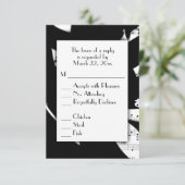 モノクロ抽象音楽の出欠返信(メニュー選択付き) 出欠カード (スタンド正面)