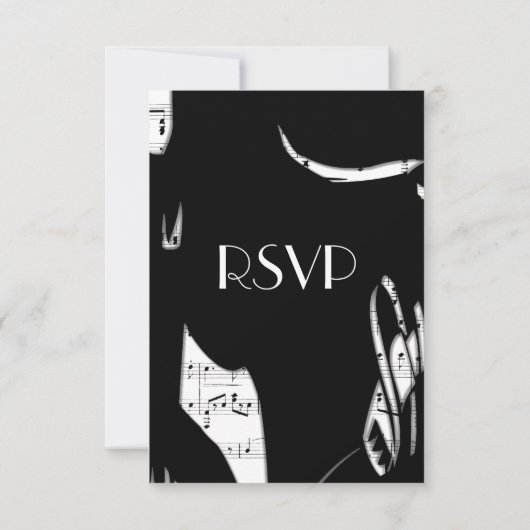 モノクロ抽象音楽の出欠返信(メニュー選択付き) 出欠カード (裏面)