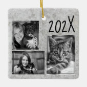 モノクロ数々のフォトファミリイベントメモリ セラミックオーナメント (正面)