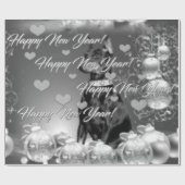 モノクロ新年のテーマの包装紙 ラッピングペーパー (フラット)