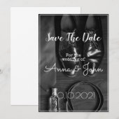 モノクロ日付を保存するテキスト葉書カード 招待状 (正面/裏面)