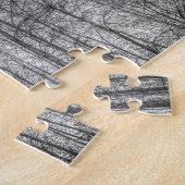 モノクロ日没の木 ジグソーパズル (側面)