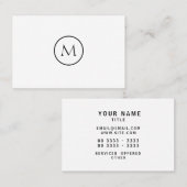 モノクロ最小主義のモノグラムので白い背景 名刺 (正面/裏面)