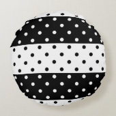 モノクロ水玉模様の円形の枕 ラウンドクッション (裏面)
