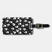 モノクロ水玉模様スカル ラゲッジタグ (正面横)