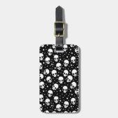 モノクロ水玉模様スカル ラゲッジタグ (正面縦)