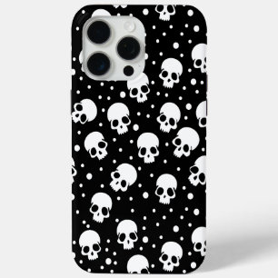 モノクロ水玉模様スカル iPhone 15 PRO MAXケース