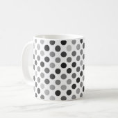 モノクロ水玉模様パターン（白黒ドット） コーヒーマグカップ (正面左)