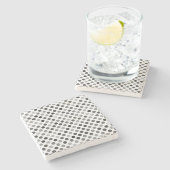 モノクロ水玉模様パターン（白黒ドット） ストーンコースター (横)