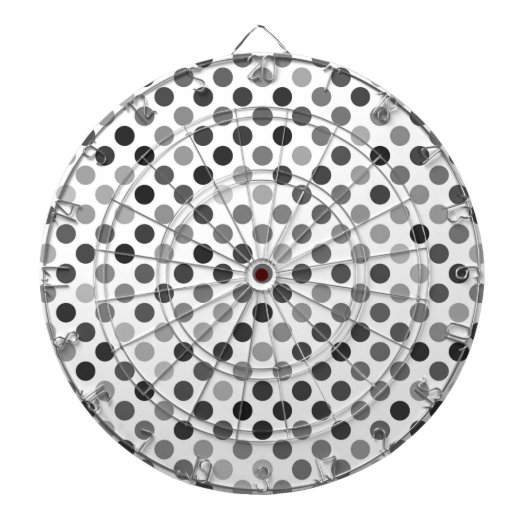 モノクロ水玉模様パターン（白黒ドット） ダーツボード (正面)