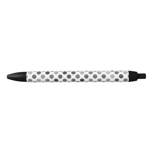 モノクロ水玉模様パターン(白黒ドット) 黒ボールペン (正面)