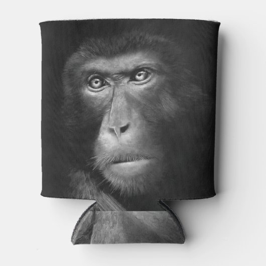 モノクロ油サル芸術的、抽象化 缶クーラー (正面)