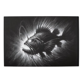 モノクロ深いの神秘的な海産アンコウ メタルプリント