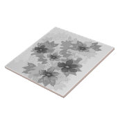 モノクロ灰色の色相の花 タイル (側面)