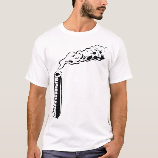 モノクロ煙突汚染スケッチ Tシャツ (正面)