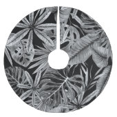 モノクロ熱帯、水の色の葉テクスチャ。 ブラッシュドポリエステルツリースカート (正面)