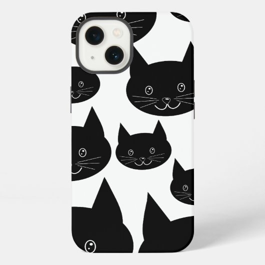 モノクロ猫デザイン iPhoneケース (裏面)