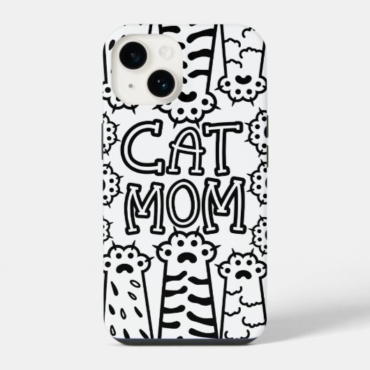 モノクロ猫ママ iPhoneケース (裏面)