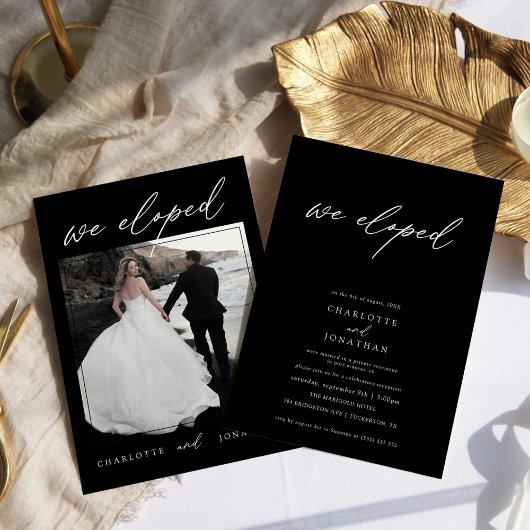 モノクロ現代フォトエロープメントウェディング 招待状