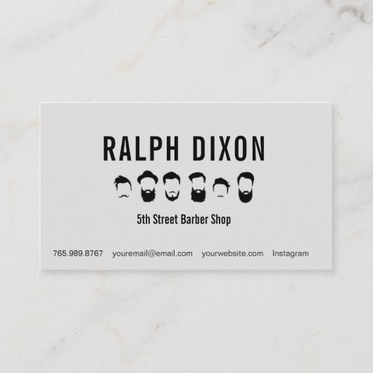 モノクロ理髪店の切口及び髭そりの名刺 名刺 (裏面)