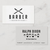 モノクロ理髪店の切口及び髭そりの名刺 名刺 (正面/裏面)