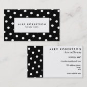 モノクロ白くおよび黒い水玉模様パターン 名刺 (正面/裏面)