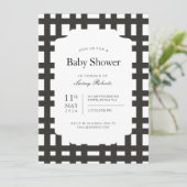 モノクロ白黒はっきりした格子幾何学模様 招待状 (スタンド正面)