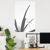 モノクロ白黒アロエプラント葉 ポスター (ホームオフィス)