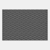 モノクロ白黒グ日本のレイ波 ラッピングペーパーシート (正面2)