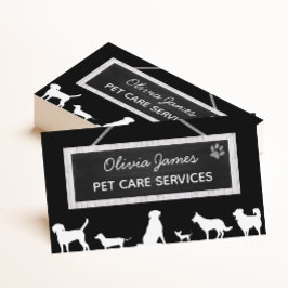 モノクロ白黒サインドッグペットケアサービス 名刺