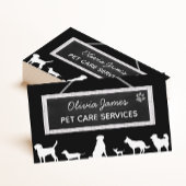 モノクロ白黒サインドッグペットケアサービス 名刺