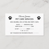 モノクロ白黒サインドッグペットケアサービス 名刺 (裏面)