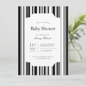 モノクロ白黒バーコードストライプシャワー 招待状 (スタンド正面)