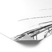 モノクロ白黒パーム葉ツリー ポスター (角)