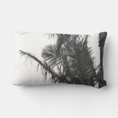 モノクロ白黒パーム葉ツリー ランバークッション (裏面)