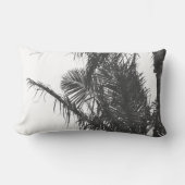 モノクロ白黒パーム葉ツリー ランバークッション (正面)