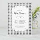 モノクロ白黒四角形格子模様（幾何） 招待状 (スタンド正面)