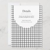 モノクロ白黒正方形ジオメトリプレイド 招待状 (裏面)