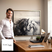 モノクロ白黒馬 |大きなウォールアート キャンバスプリント