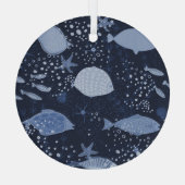 モノクロ睡眠魚、暗いパターン。 ガラスオーナメント (裏面)