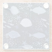 モノクロ睡眠魚、暗いパターン。 ガラスコースター (裏面)