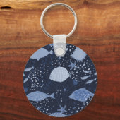 モノクロ睡眠魚、暗いパターン。 キーホルダー (裏面)