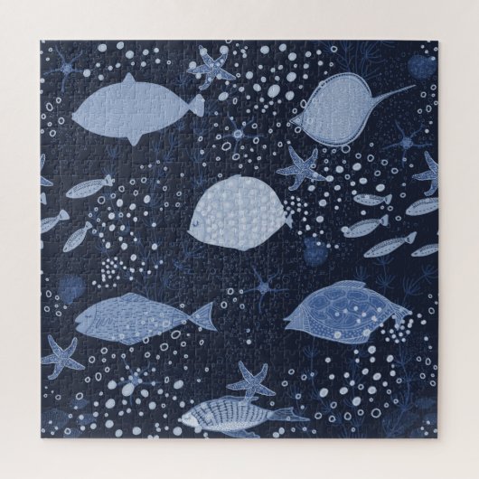 モノクロ睡眠魚、暗いパターン。 ジグソーパズル (縦)