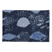 モノクロ睡眠魚、暗いパターン。 枕カバー (裏面)
