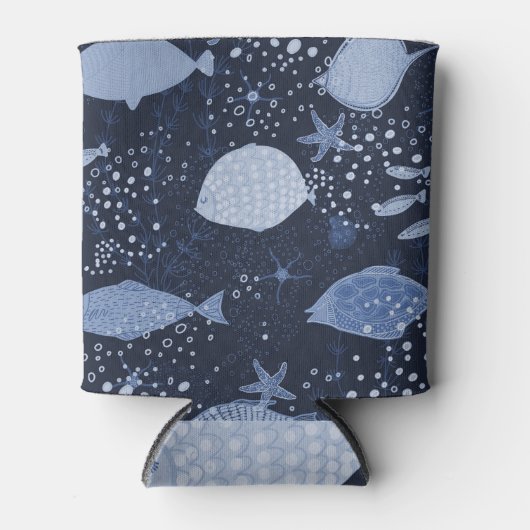 モノクロ睡眠魚、暗いパターン。 缶クーラー (正面)