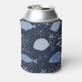 モノクロ睡眠魚、暗いパターン。 缶クーラー (缶裏面)